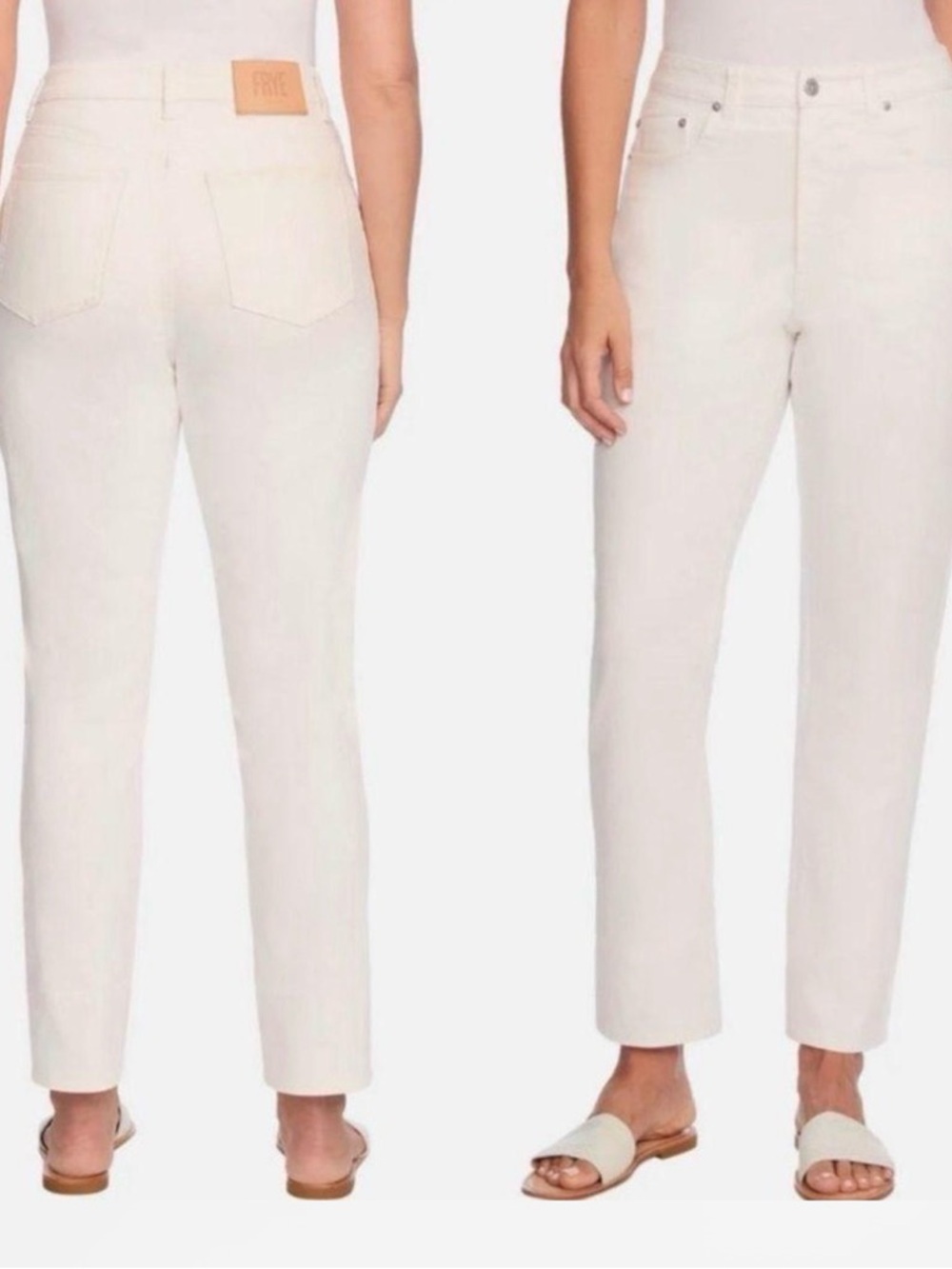 Frye White Denim High-Rise Jeans Women Size 8